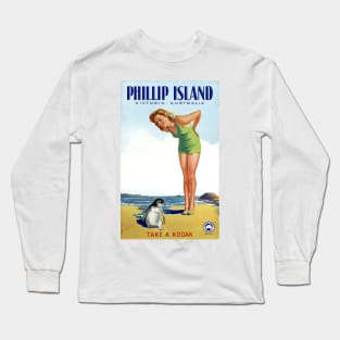 Vintage Travel Poster  Phillip Island Australia Long Sleeve T-Shirt